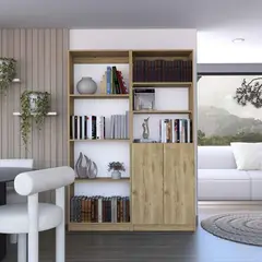 TUHOME - Combo home estante + estante 2 puertas macadamia