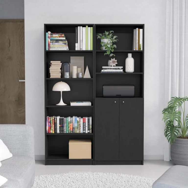 TUHOME Combo estante 62cm + estante 2 puertas wengue