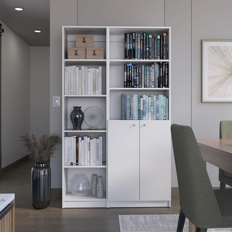 TUHOME Combo estante 45cm + estante 2 puertas blanco