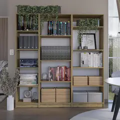 TUHOME - Combo 2 estantes + estante 4 repisas macadamia