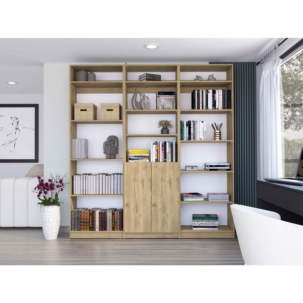 TUHOME - Combo 3 estante + 3 complemento macadamia