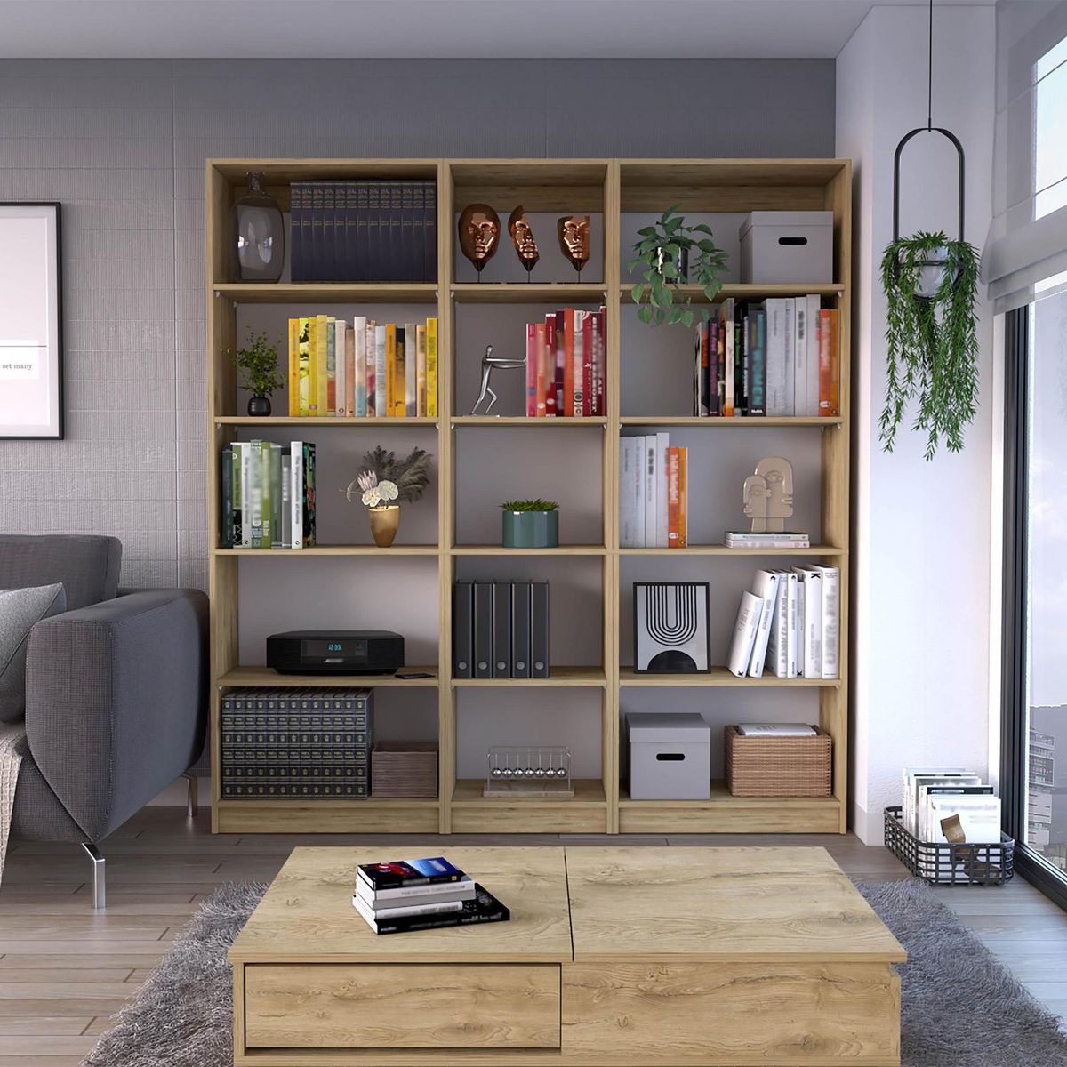 TUHOME - Combo 2 estantes 62cm + estante 45cm macadamia