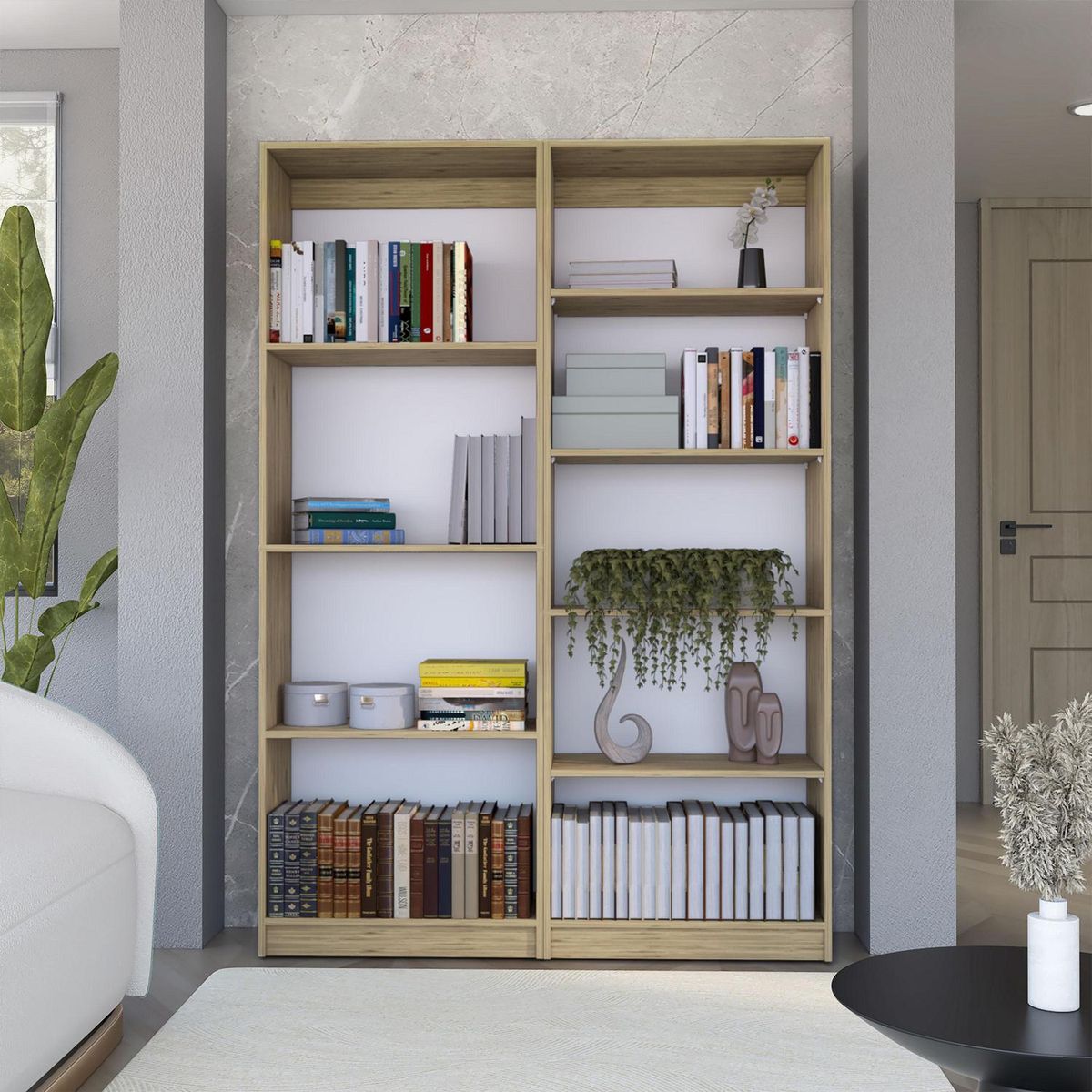 TUHOME - Combo estante 4 niveles + estante 5 niveles macadamia