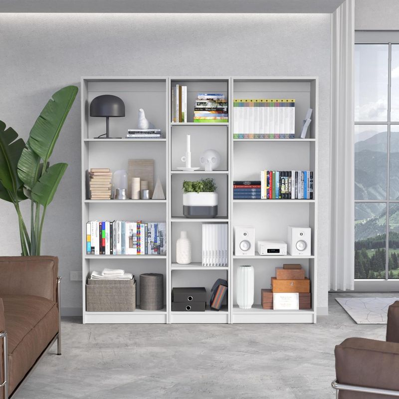 TUHOME - Combo 2 estantes 4 repisas + estante 45cm blanco