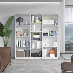 TUHOME - Combo 2 estantes 4 repisas + estante 45cm blanco