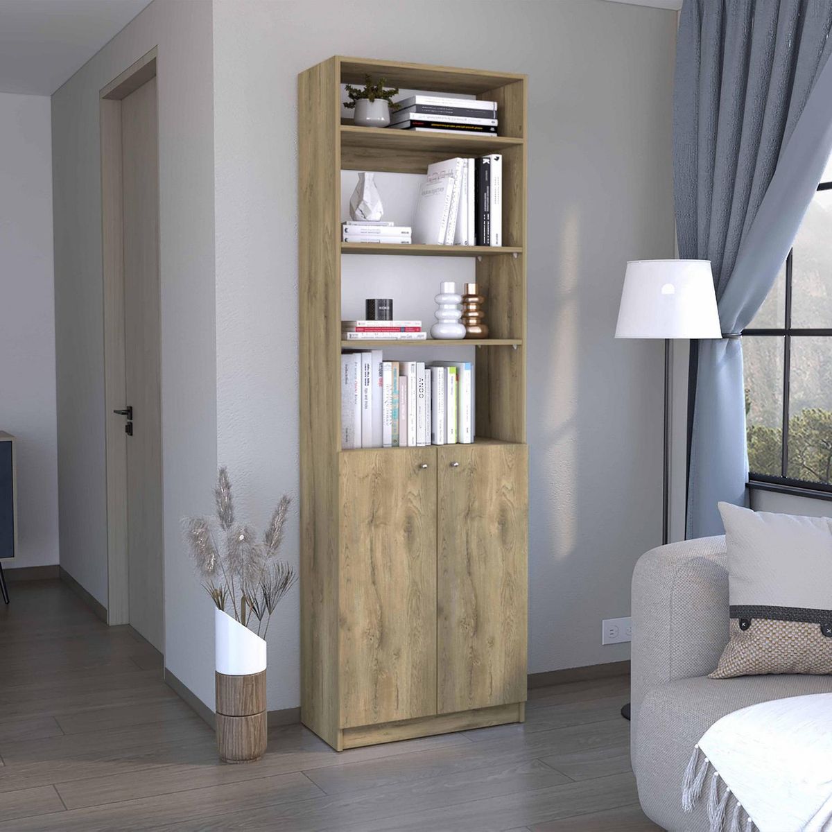 TUHOME - Combo estante 2 puertas + complemento macadamia