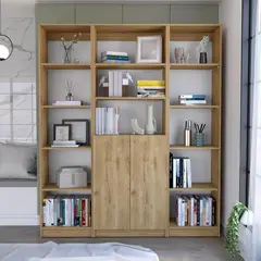 TUHOME - Combo 2 estantes 45cm + estante 2 puertas macadamia