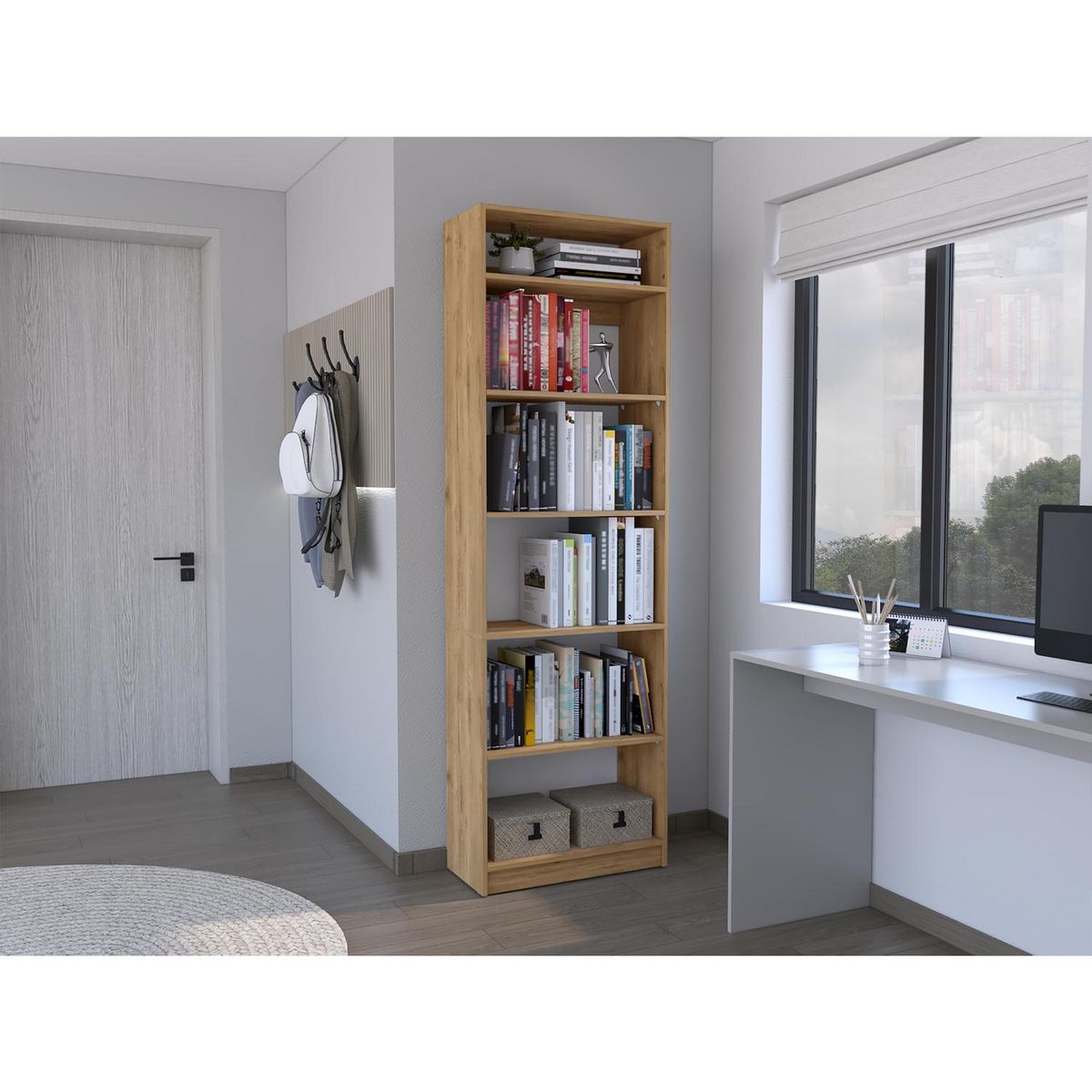 TUHOME - Combo estante 5 repisas + complemento macadamia