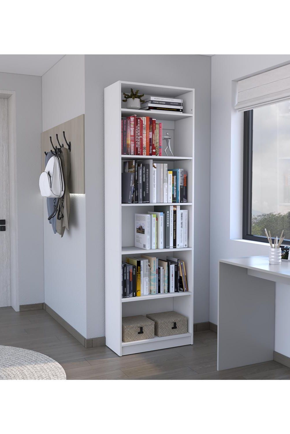 TUHOME - Combo estante 5 repisas + complemento blanco