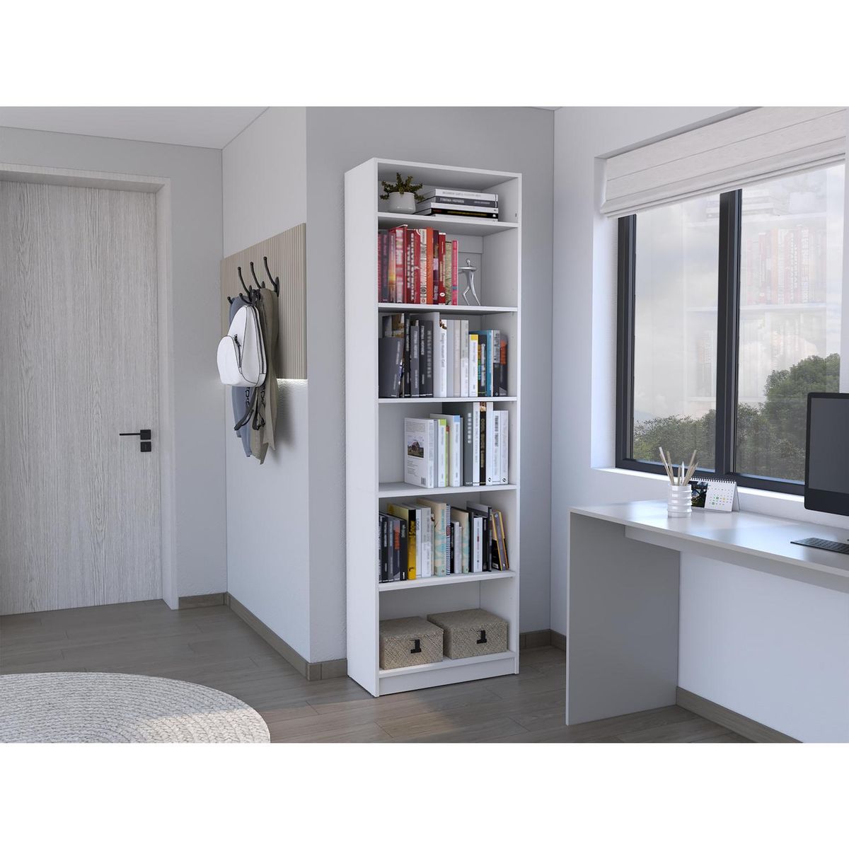 TUHOME - Combo estante 5 repisas + complemento blanco