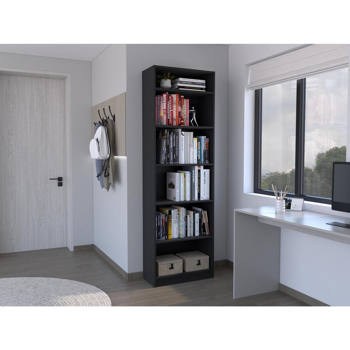 TUHOME - Combo estante 5 repisas + complemento wengue