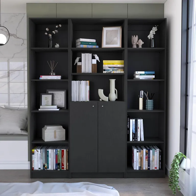 Combo 2 estantes 45cm + estante 2 puertas wengue