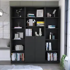TUHOME - Combo 2 estantes 45cm + estante 2 puertas wengue