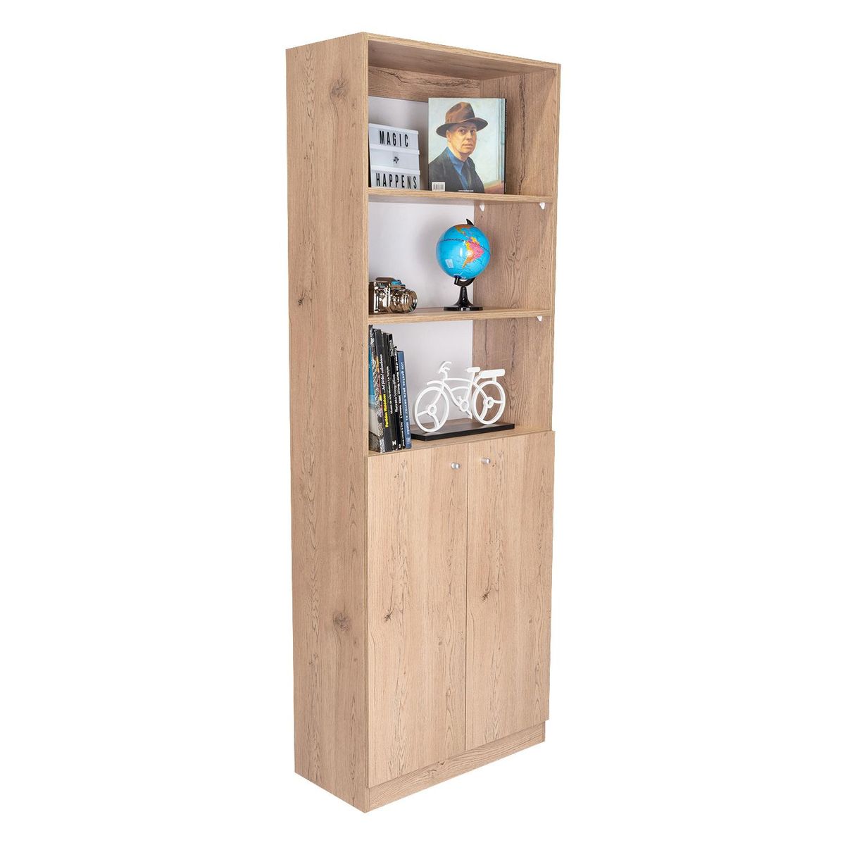TUHOME - Combo 2 estantes 2 puertas + estante 4 repisas + 3 complemento macadamia