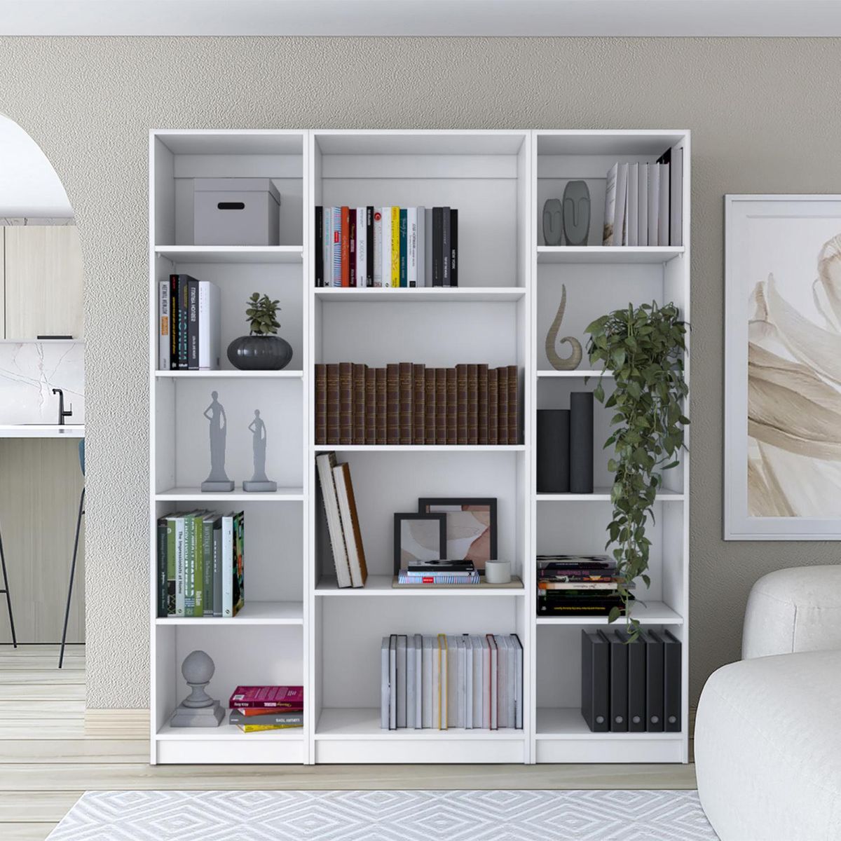 TUHOME - Combo 2 estantes 45cm + estante 4 repisas blanco