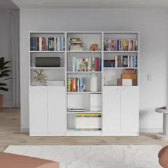 TUHOME - Combo 2 estantes 2 puertas + estante 5 repisas blanco
