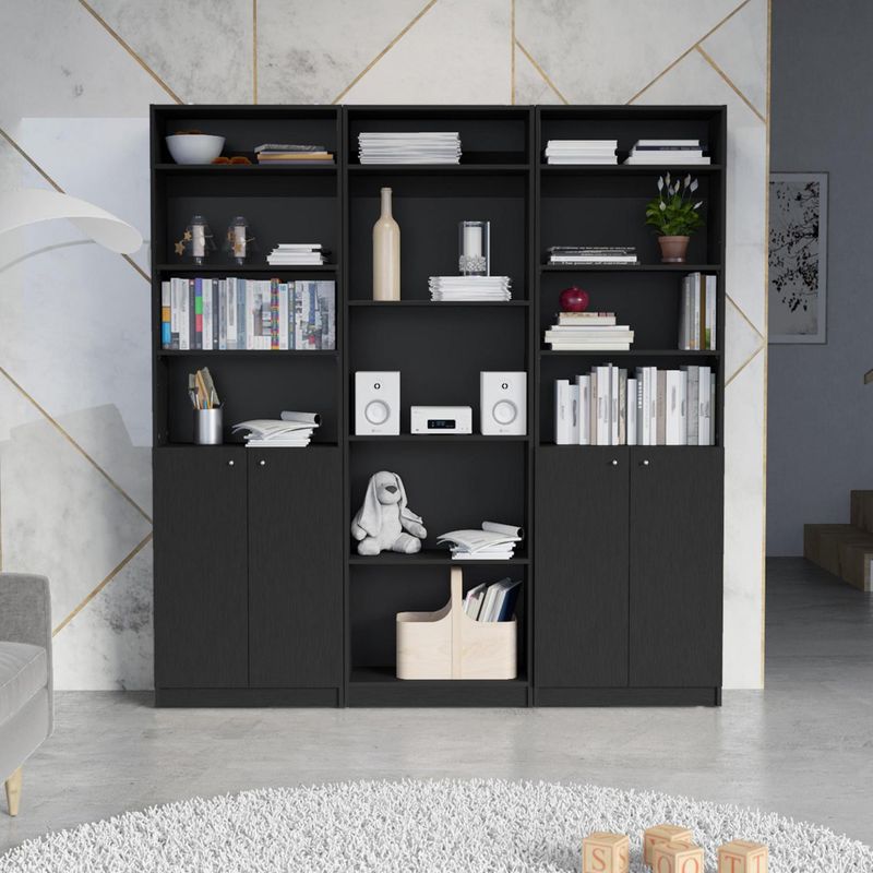 TUHOME - Combo 2 estantes 2 puertas + estante 4 repisas + 3 complemento wengue