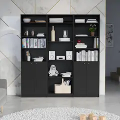 TUHOME - Combo 2 estantes 2 puertas + estante 4 repisas + 3 complemento wengue