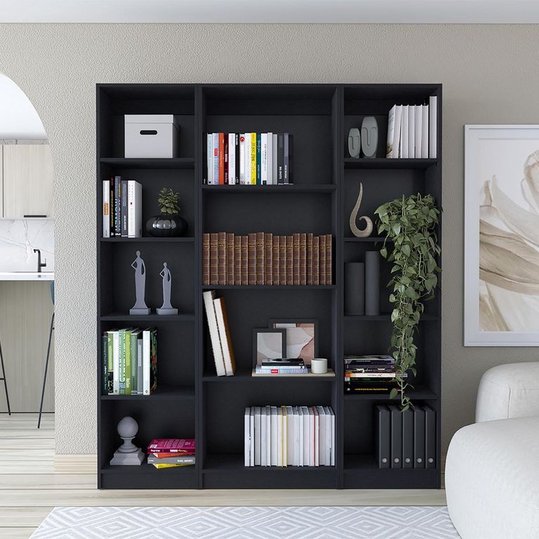 TUHOME Combo 2 estantes 45cm + estante 4 repisas wengue