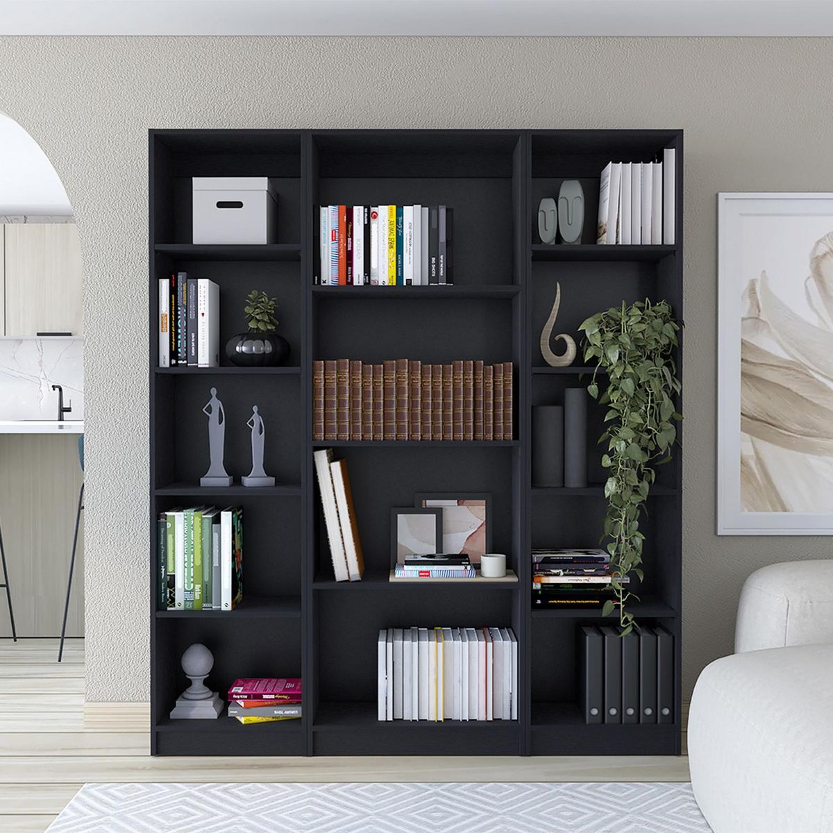 TUHOME - Combo 2 estantes 45cm + estante 4 repisas wengue