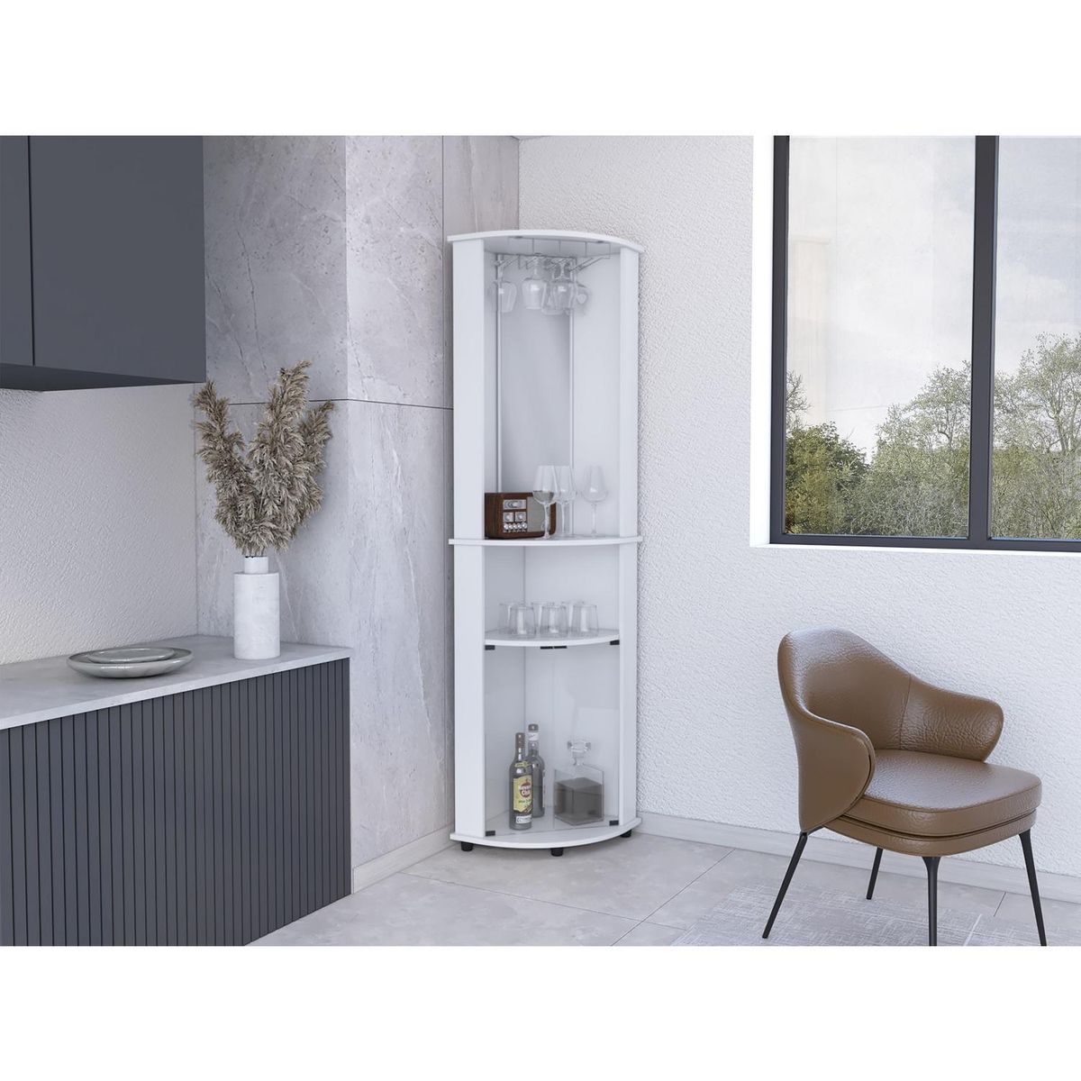 TUHOME - Bar Esquinero Chicago 45x189.9x45 cm Blanco