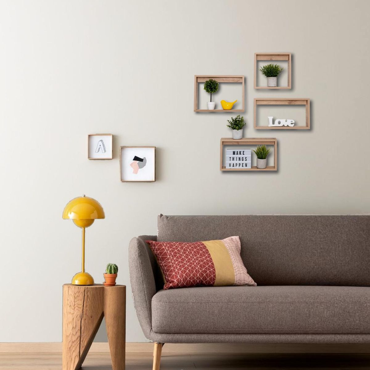 TUHOME - Set de Repisas Utah Aglomerado 4 Nivel(es) 45x25x8 cm Rovere