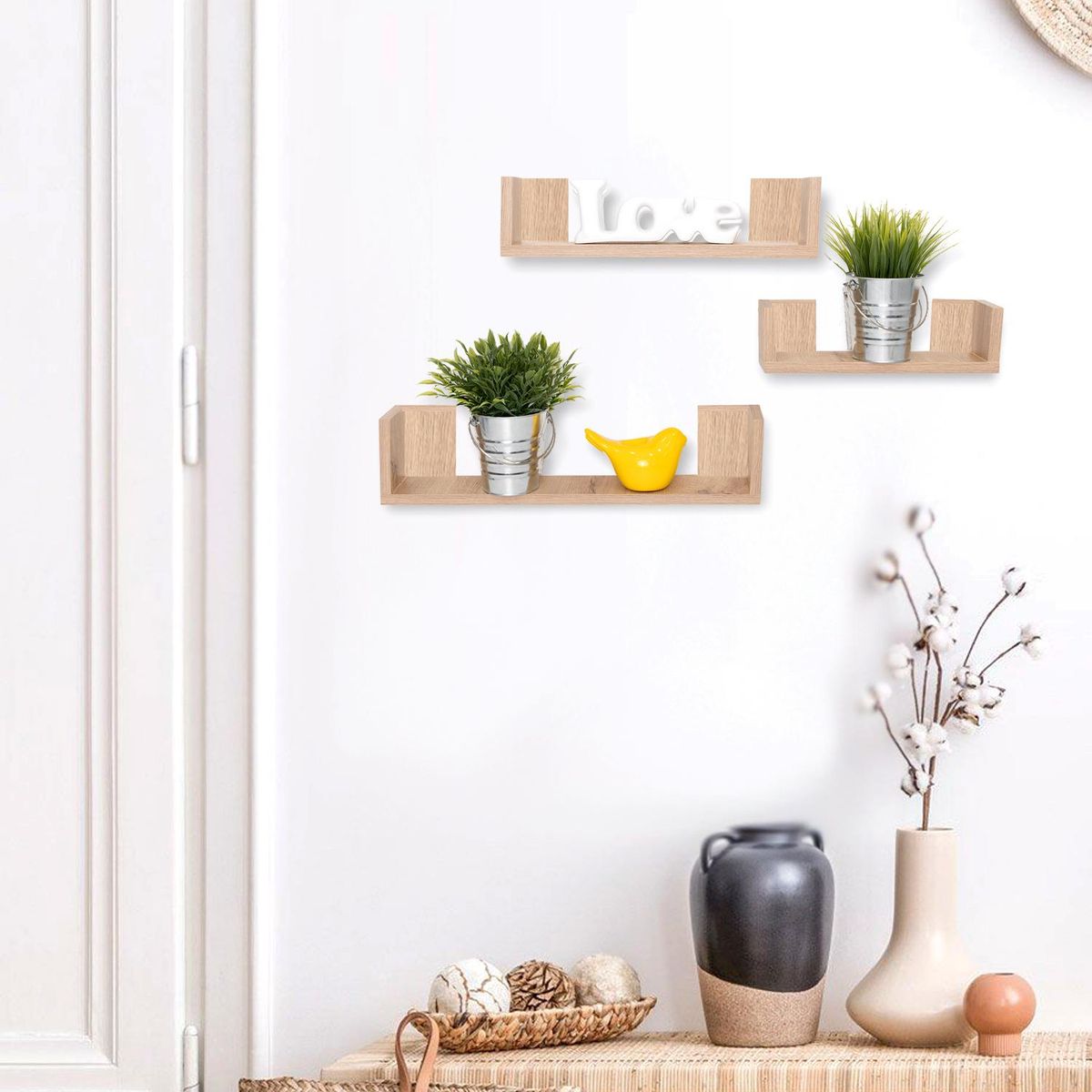 TUHOME - Repisa Eva Aglomerado 3 Nivel(es) 12x50x8 cm Rovere