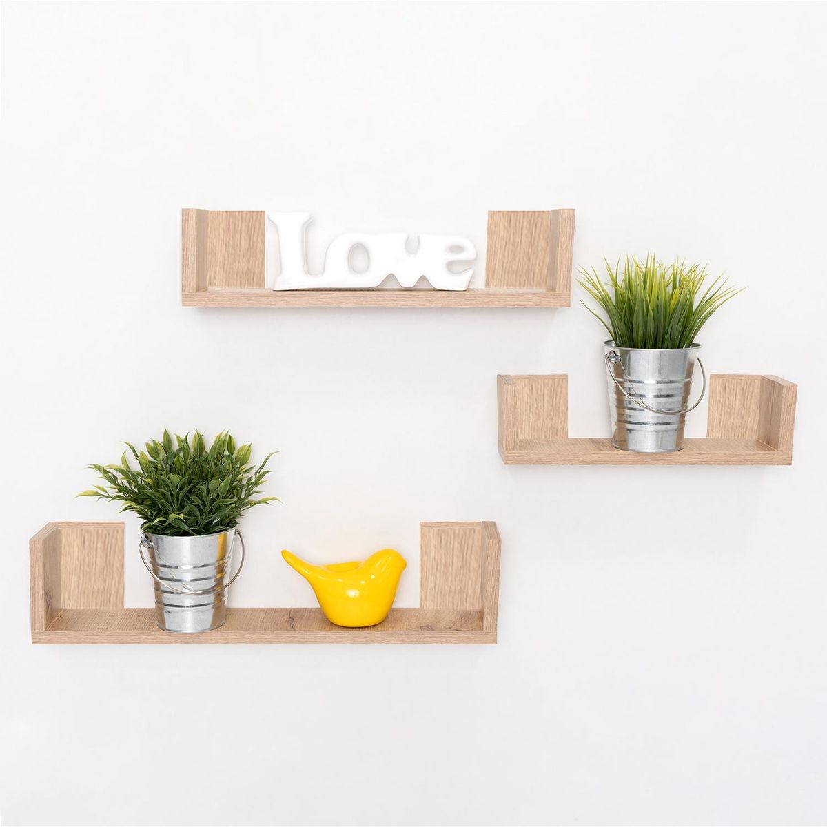 TUHOME - Repisa Eva Aglomerado 3 Nivel(es) 12x50x8 cm Rovere