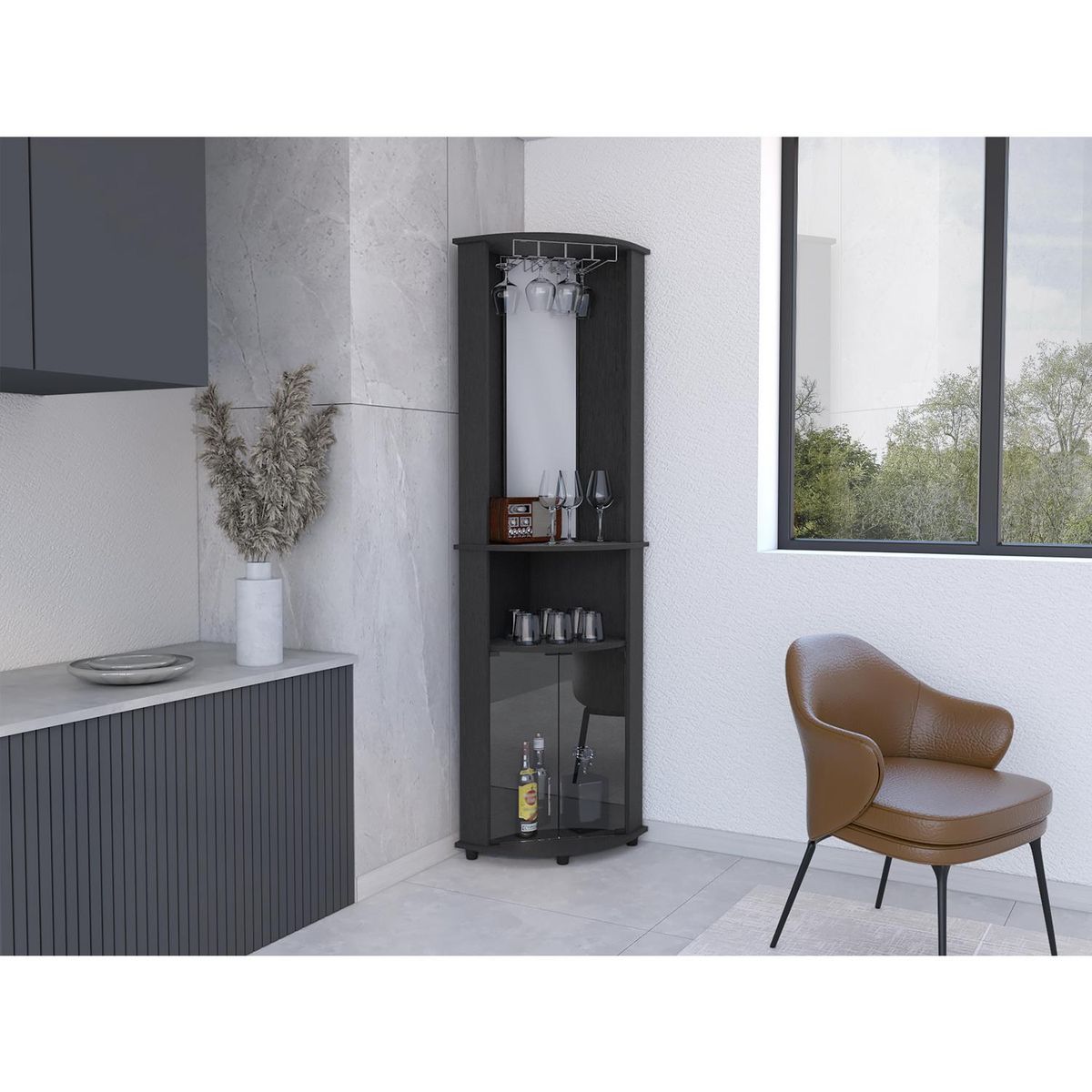 TUHOME - Bar Esquinero Chicago 45x189.9x45 cm Wengue