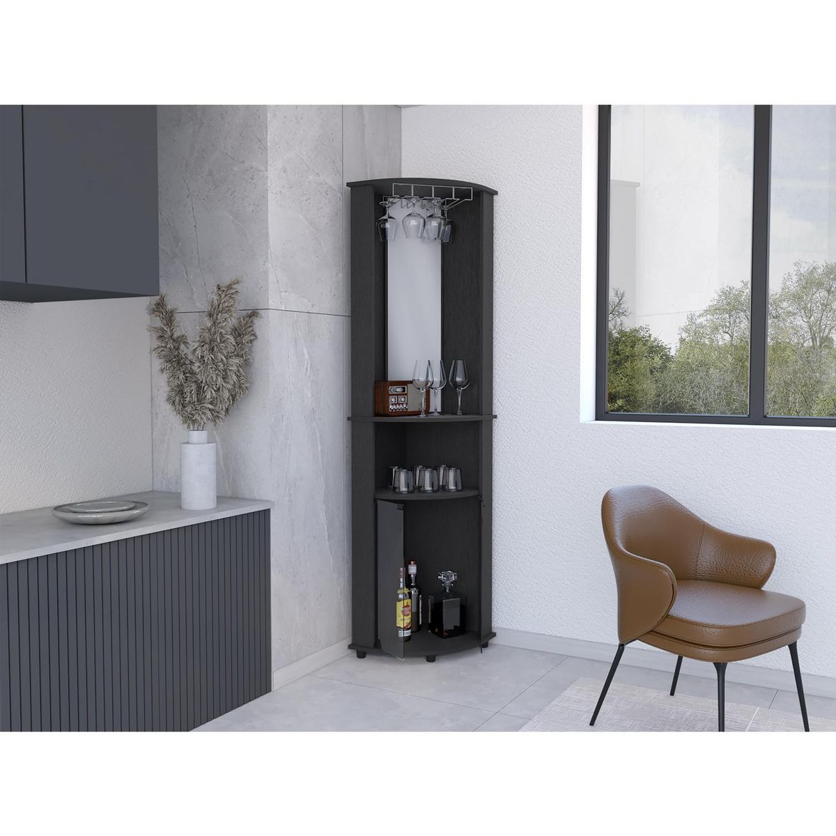 TUHOME - Bar Esquinero Chicago 45x189.9x45 cm Wengue