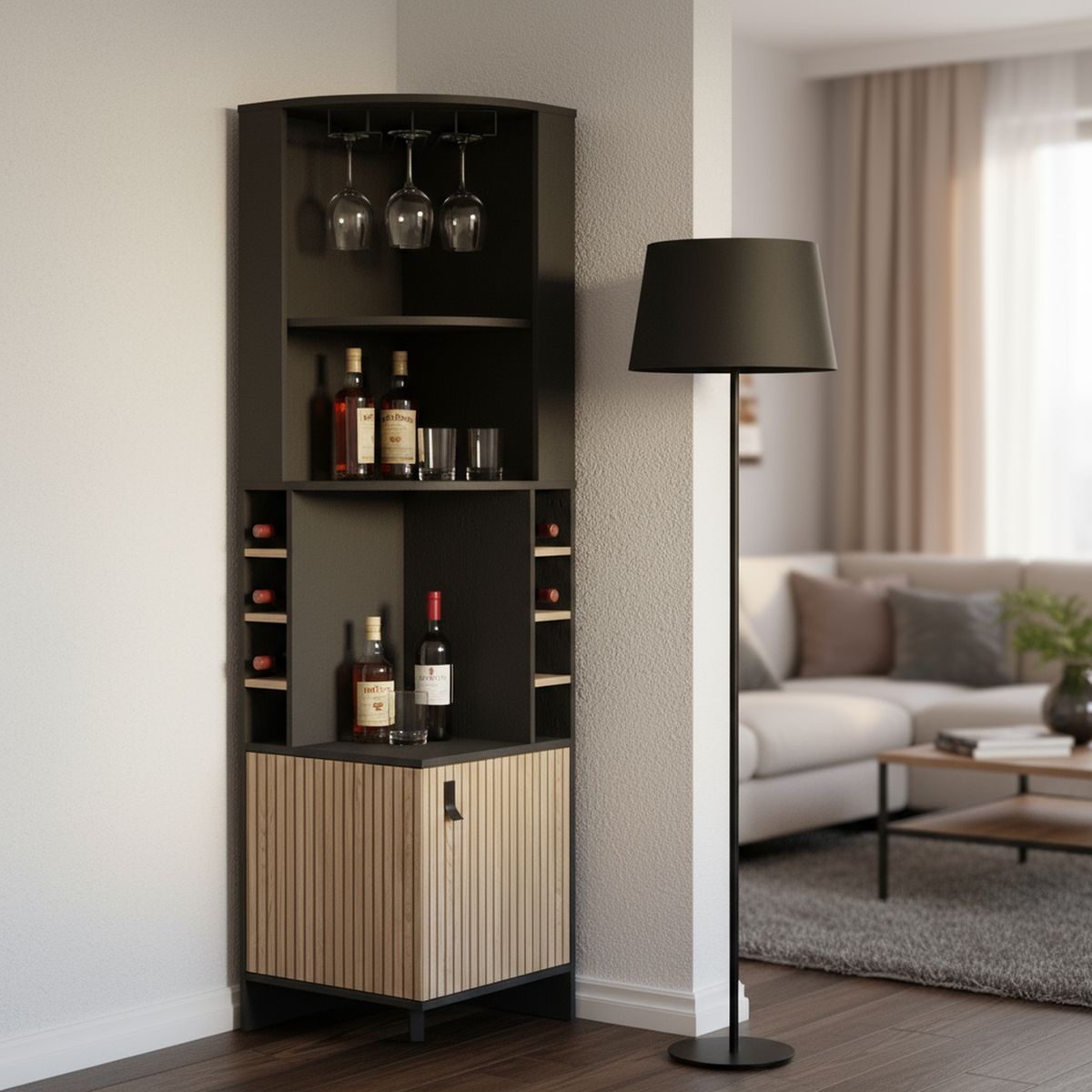TUHOME - Bar Esquinero Funes 46.9x180x46.9 cm Wengue