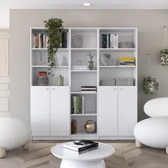 TUHOME - Combo 2 estantes 2 puertas + estante 45cm blanco