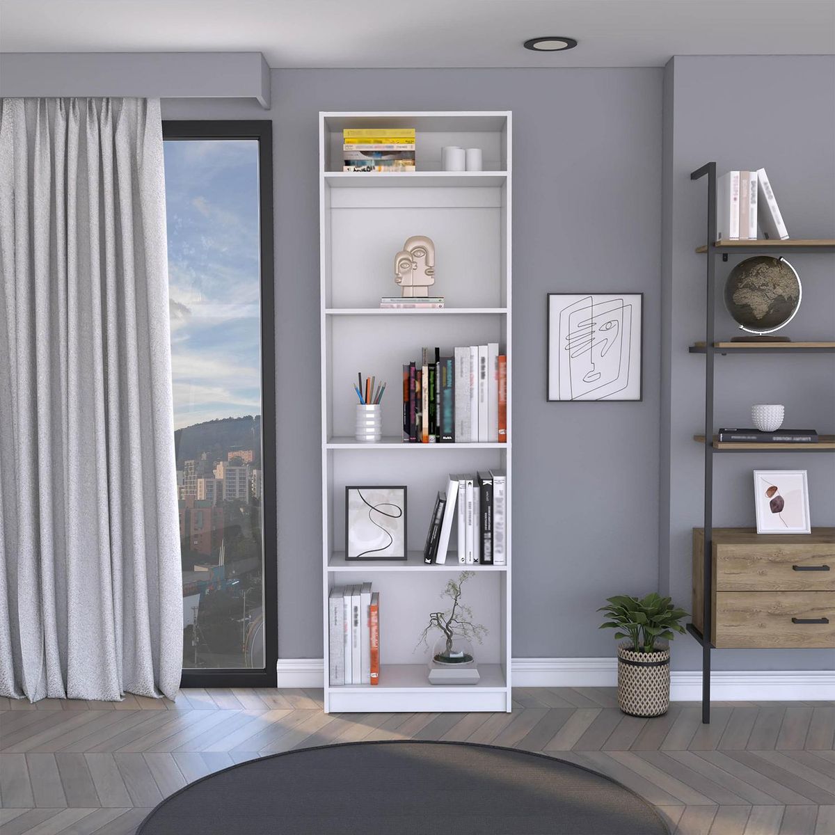 TUHOME - Combo estante 4 repisas + complemento blanco