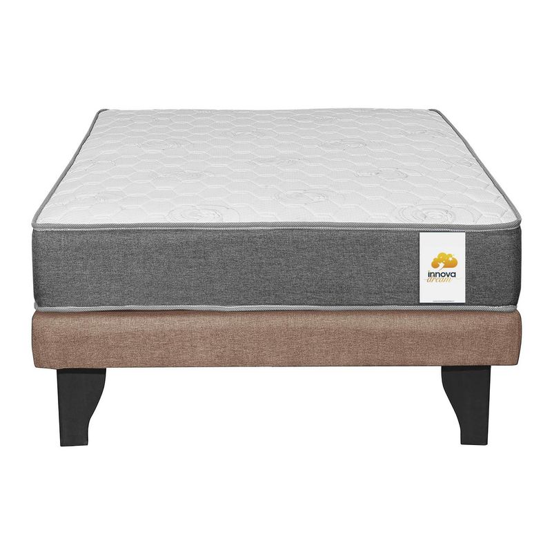 INNOVAMUEBLES - Cama 1.5 Plazas Europea Confort Silver Café Claro