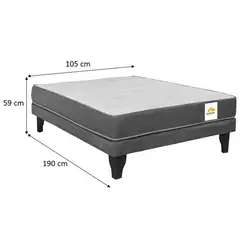 INTERMUEBLES - Cama 1.5 plazas Europea Confort Silver Rosa
