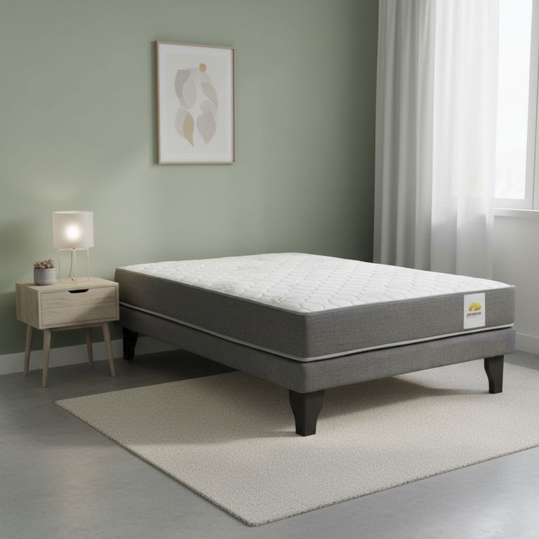 Cama 1.5 plazas Europea Confort Silver Azul
