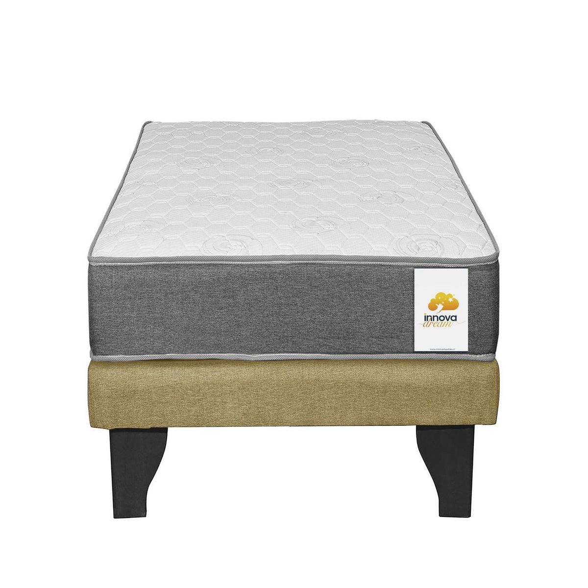 INTERMUEBLES - Cama 1 plaza Europea Confort Silver Mostaza