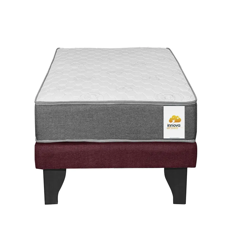 Cama 1 plaza Europea Confort Silver Rojo