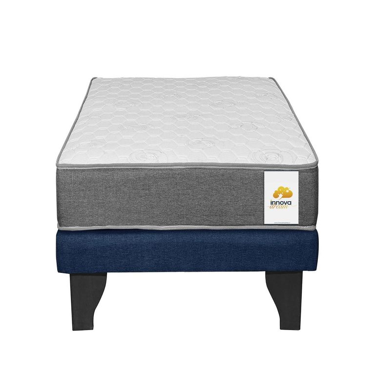 Cama 1 plaza Europea Confort Silver Azul