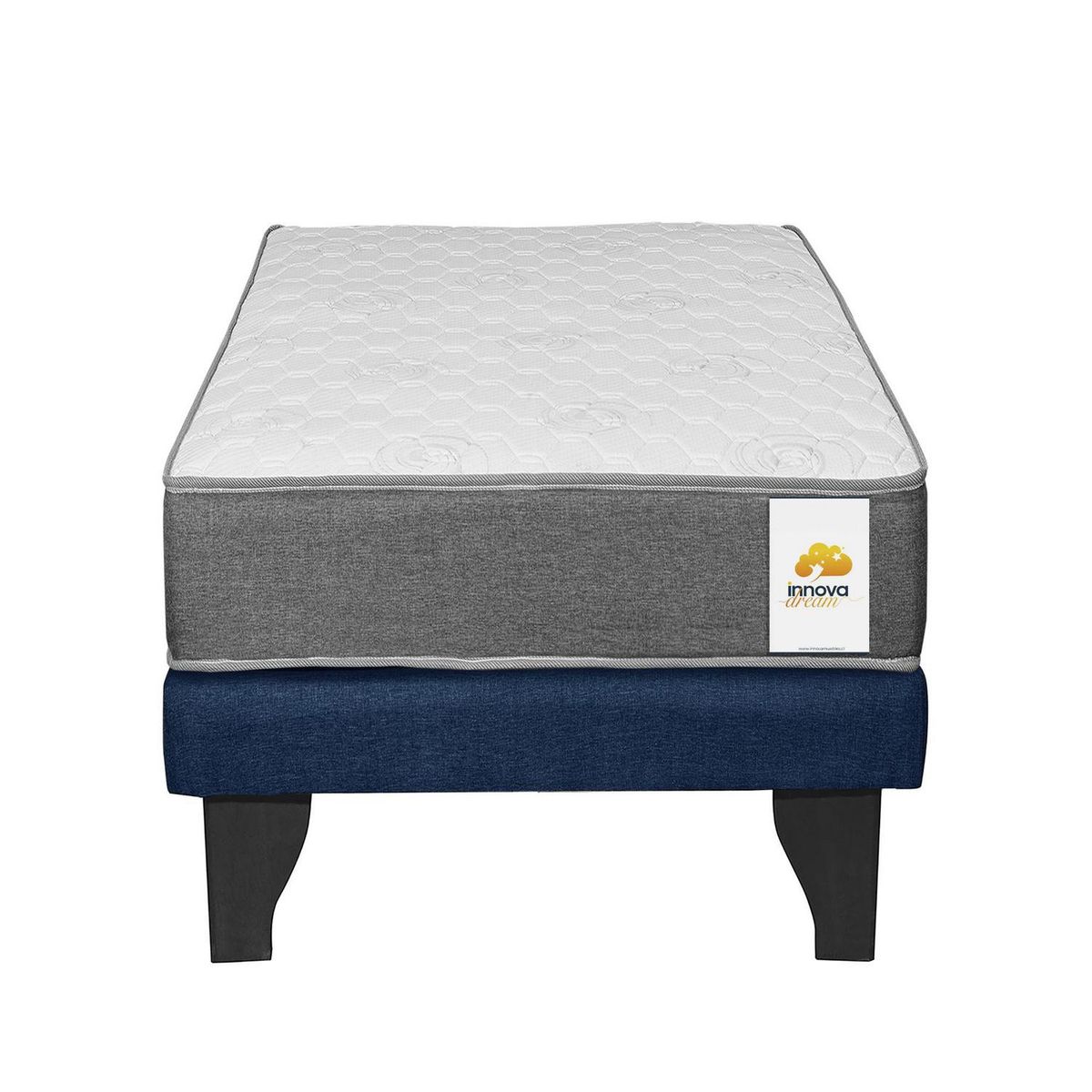 INTERMUEBLES - Cama 1 plaza Europea Confort Silver Azul