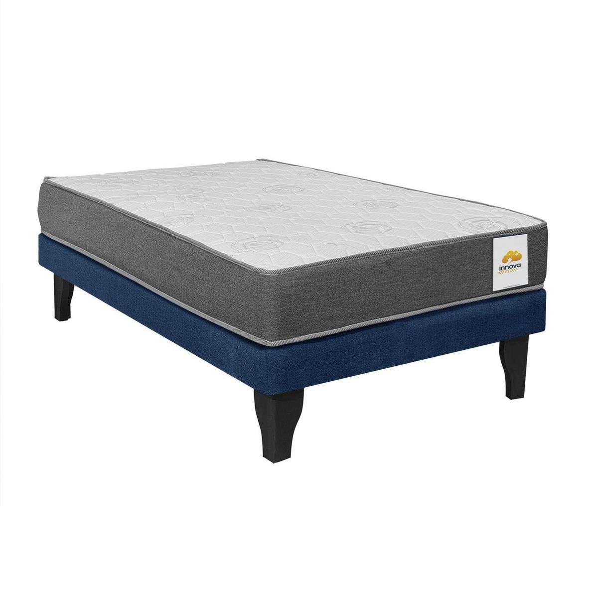 INTERMUEBLES - Cama 1 plaza Europea Confort Silver Azul