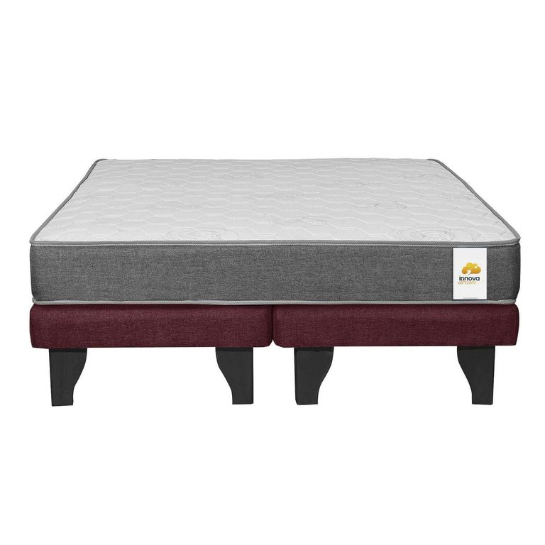 INTERMUEBLES Cama 2 plazas Europea Confort Silver Rojo