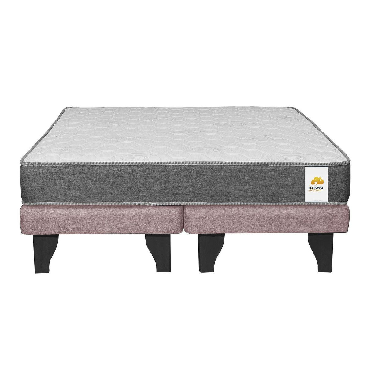 INTERMUEBLES - Cama 2 plazas Europea Confort Silver Rosado