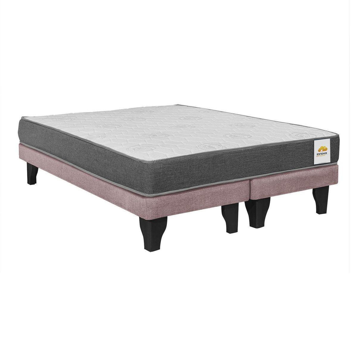 INTERMUEBLES - Cama 2 plazas Europea Confort Silver Rosado