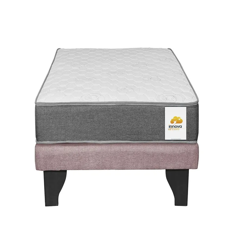 Cama 1 plaza Europea Confort Silver Rosado