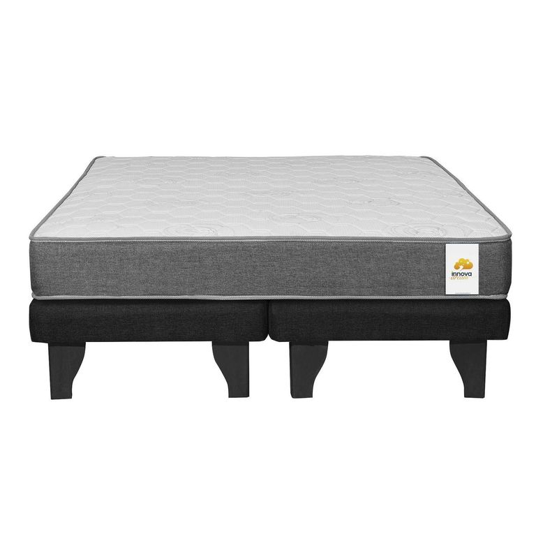 INTERMUEBLES Cama 2 plazas Europea Confort Silver Negro