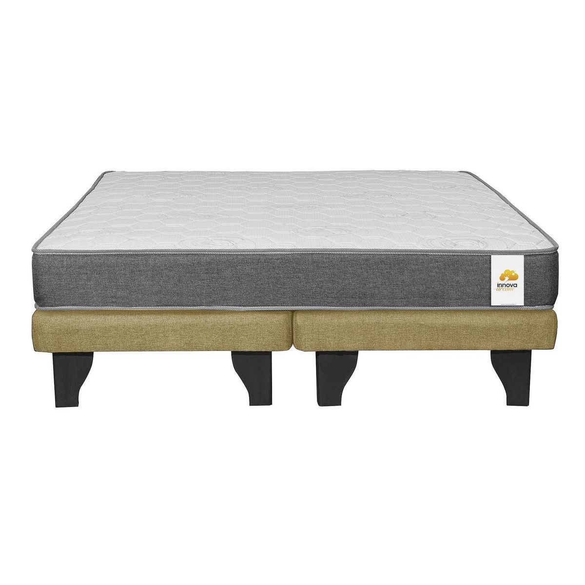 INTERMUEBLES - Cama King Europea Confort Silver Mostaza