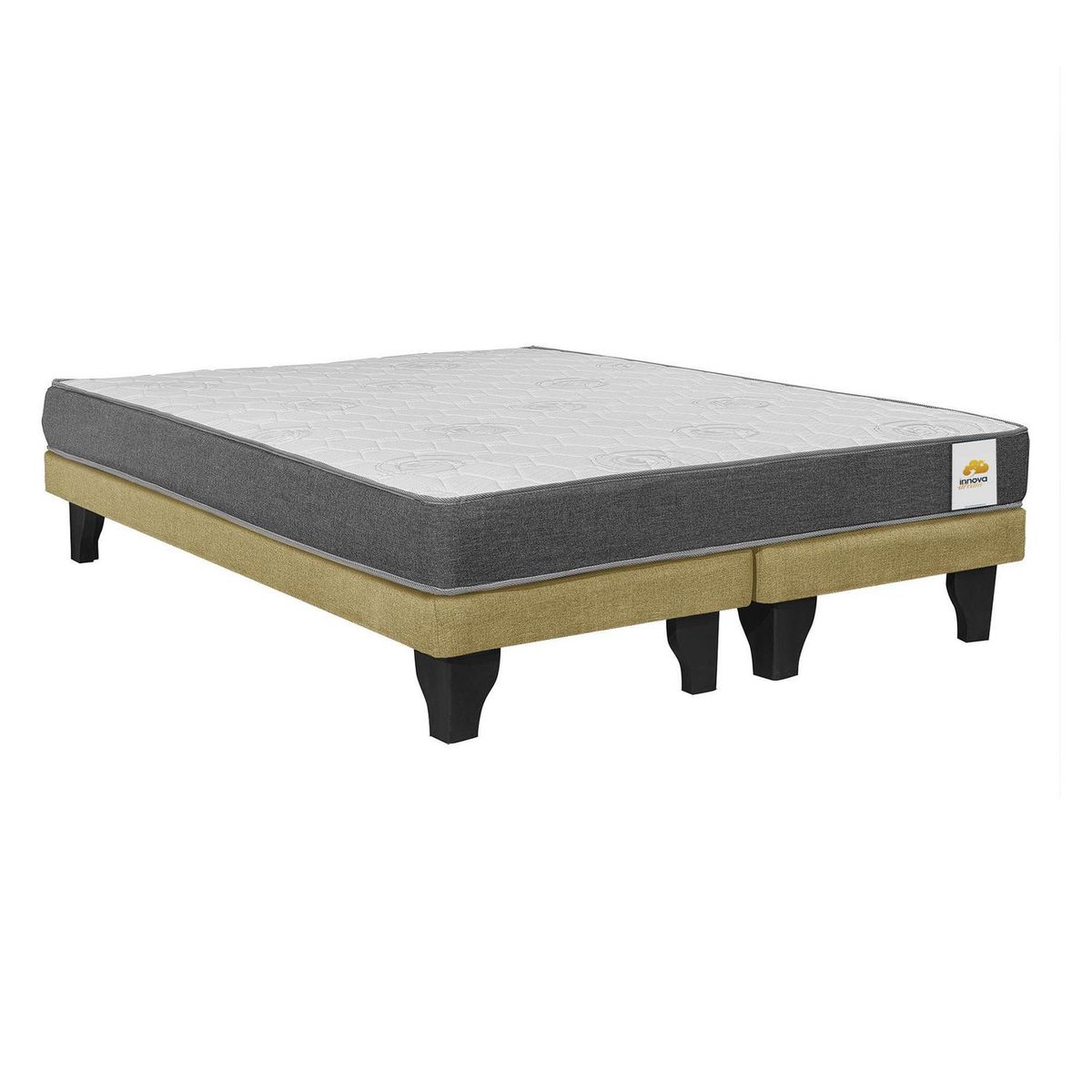 INTERMUEBLES - Cama King Europea Confort Silver Mostaza