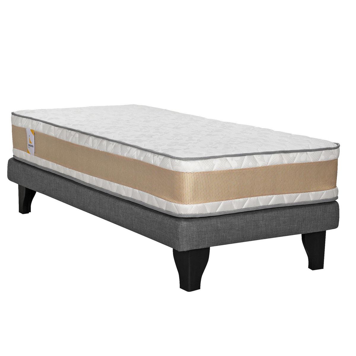 INTERMUEBLES - Cama 1 plaza Europea Confort Gold Gris