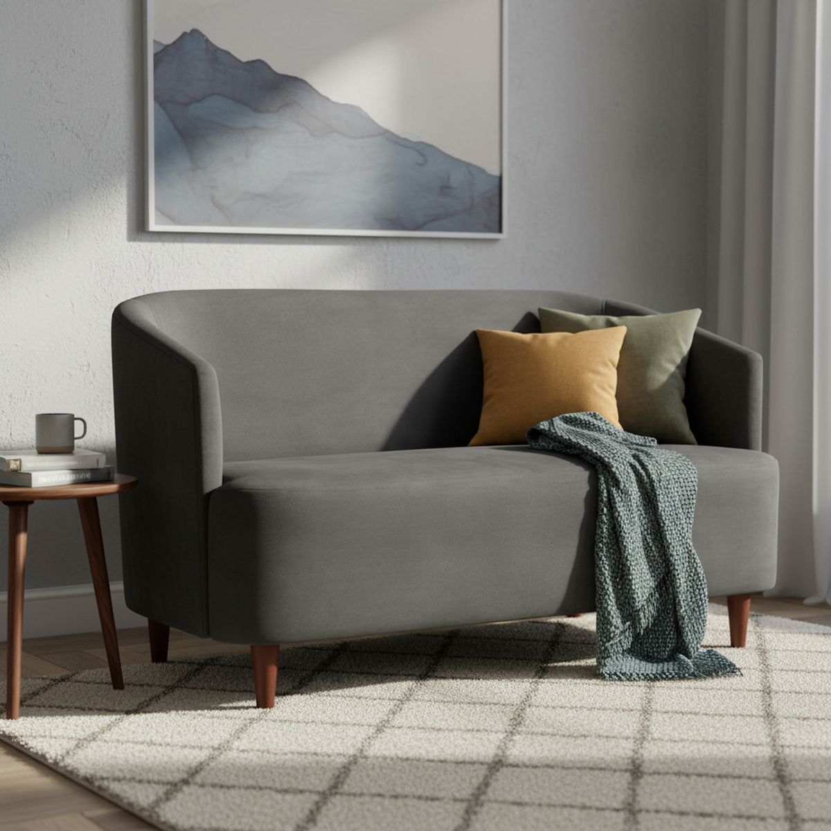 MASEL - Sofá 2 cuerpos MSOOSF2C54 160x70x80 cm Gris oscuro